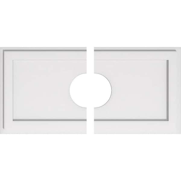 Ekena Millwork 30 in. W x 15 in. H x 6 in. ID x 1 in. P Rectangle Architectural Grade PVC Contemporary Ceiling Medallion (2-Piece)