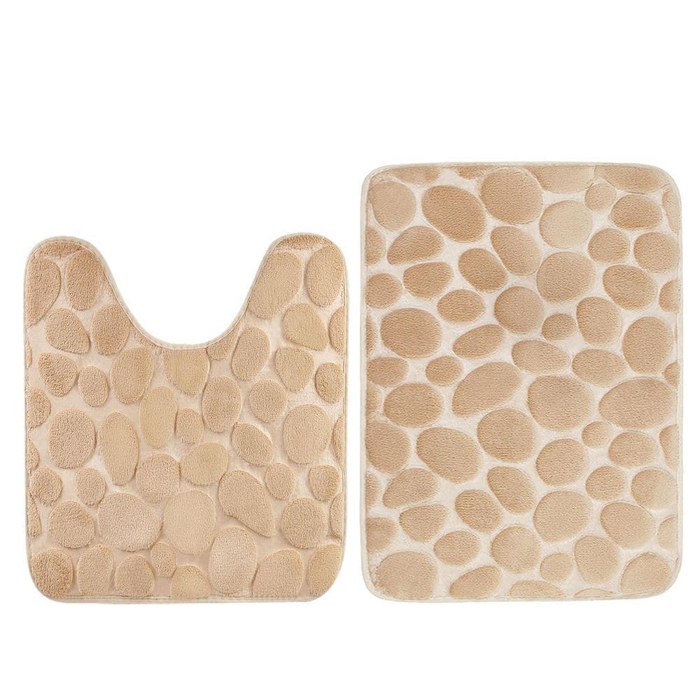 Beige 2 Piece Bathroom Rug Set Memory Foam Bath Mat Absorbent Non-Slip Bathroom Floor Mats Toilet Shower Floor Mat price history on PriceWatchPro