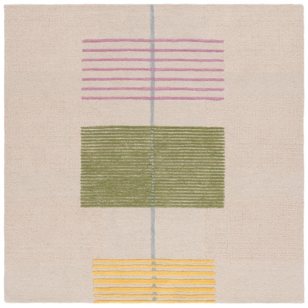 SAFAVIEH Genre 6 ft. x 6 ft. Beige/Green Abstract Geometric square Area Rug