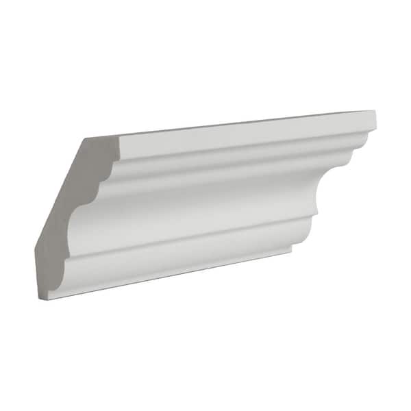 American Pro Decor 3 in. x 3 in. x 6 in. Long Plain Polyurethane Crown Moulding Sample