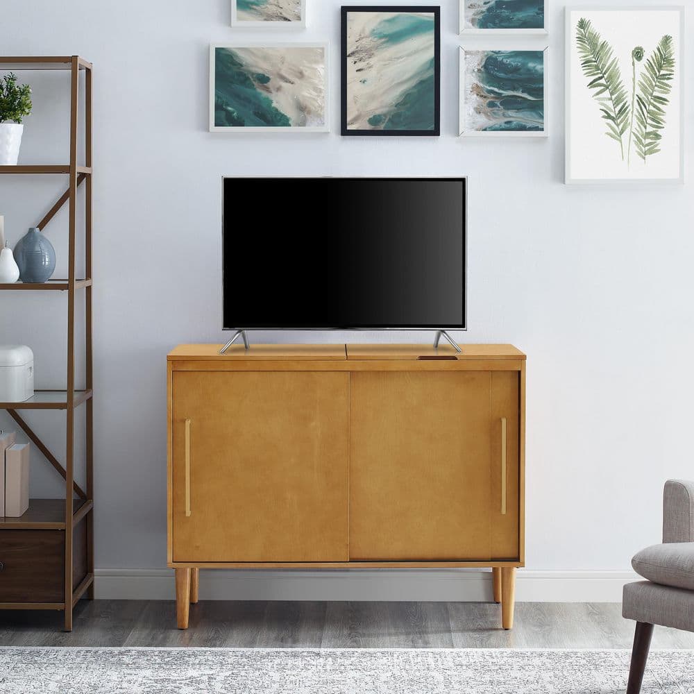Mid-Century Modern Acorn Wood Everett Media Console with Storage