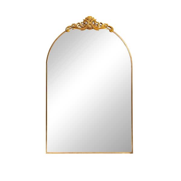 24 in. W x 35.8 in. H Classic Arched Recessed/Surface Mount Medicine Cabinet with Mirror in Gold