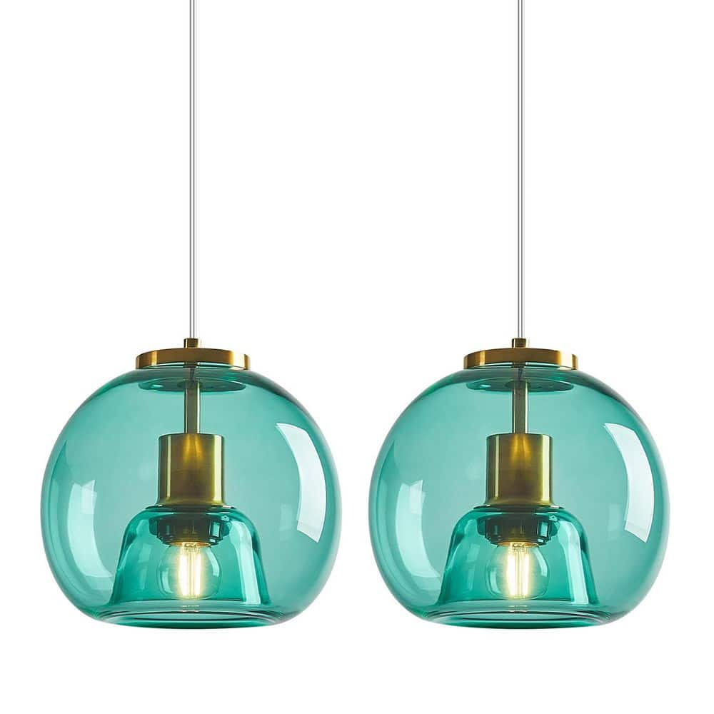 Home Lighting ‎60-Watt 1 Light 7.87 in. Light Blue Glass Globe Pendant Light for Living Room, No Bulbs Included, 2-Pack price history on PriceWatchPro