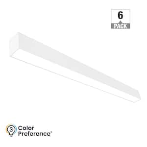 4 ft. 64-Watt Equivalent Integrated LED White Strip Light Fixture Architectural Linear 4600 Lumens Dimmable (6-Pack)