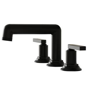 8 in. Widespread Double Handle Bathroom Faucet with Pop-Up Drain Assembly Brass 3-Holes Sink Basin Taps in Matte Black