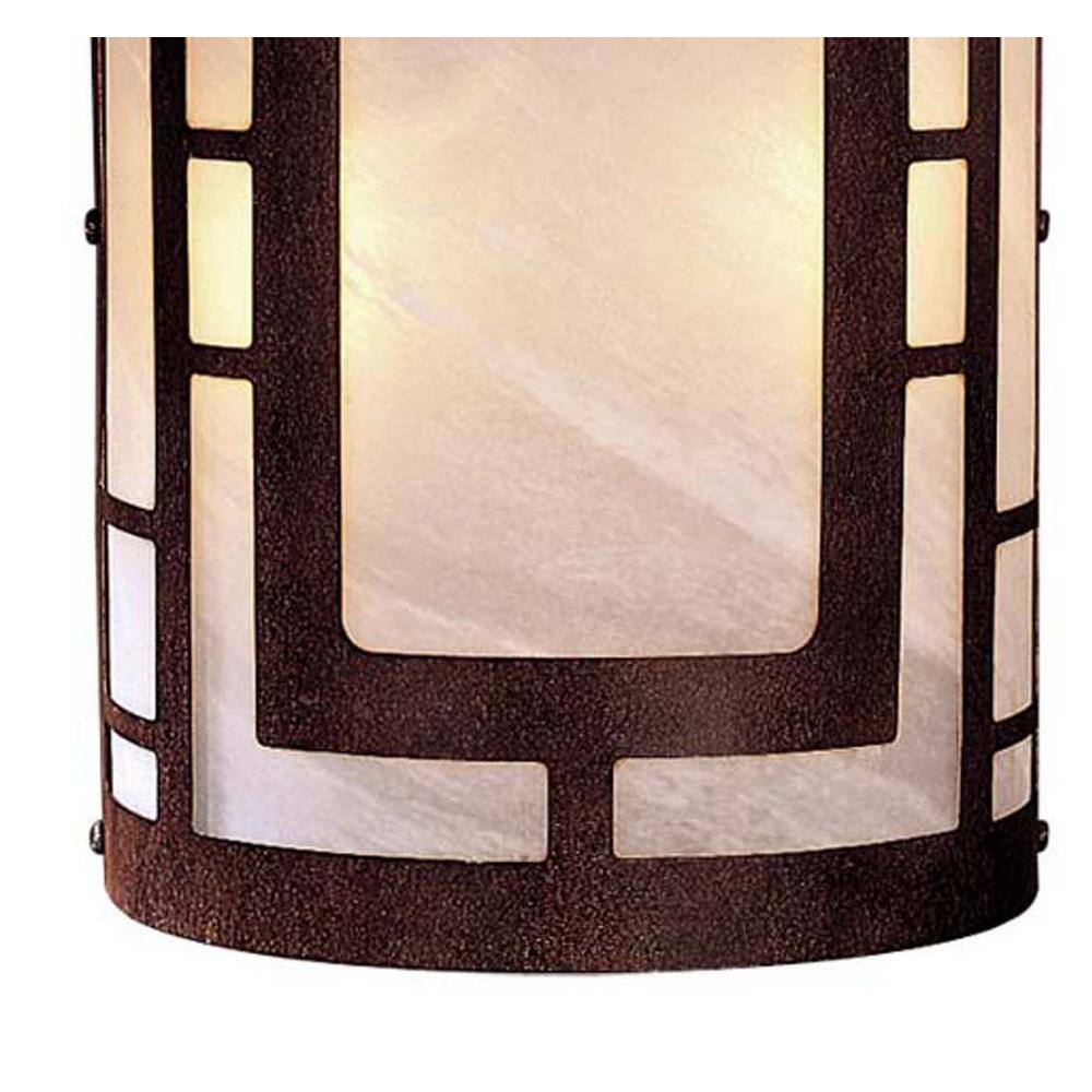 Nutmeg Bronze Cylinder Sconce with Etched Marble Glass