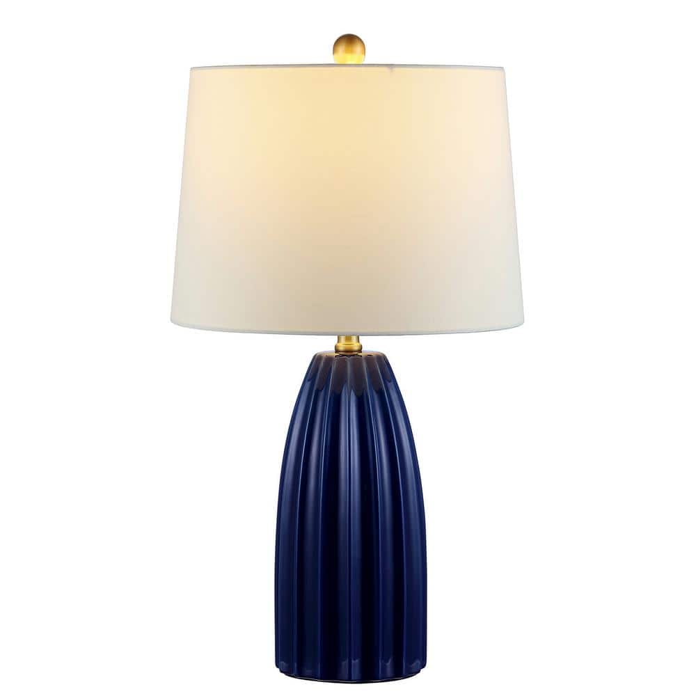 Kayden Navy Blue Ceramic Table Lamp with White Shade