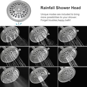 2-Spray Single Handle Round Rain Shower Faucet Set Wall Mount with Shower Head Hand Shower in Brushed Nickel
