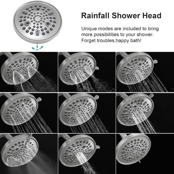 Single Handle 2-Spray Wall Mount Dual Fixed and Handheld Shower Head with 1.8 GPM Hand Shower in Brushed Nickel