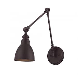 Dakota 5.5 in. W x 17 in. H 1-Light English Bronze Adjustable Wall Sconce with Metal Shade