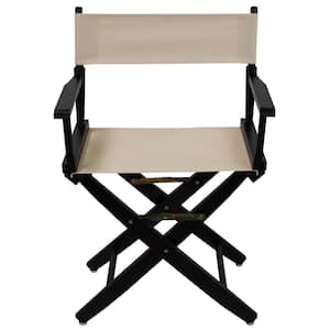 18 in. Extra-Wide Black Wood Frame/Natural Canvas Seat Folding Directors Chair