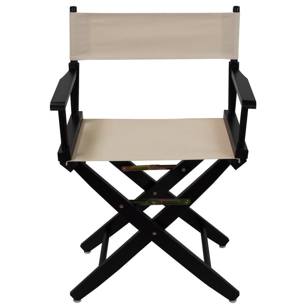 18 in. Seat Height Extra-Wide Black Frame/Natural Canvas New, Solid Wood Folding Chair, Set of 1 price history on PriceWatchPro