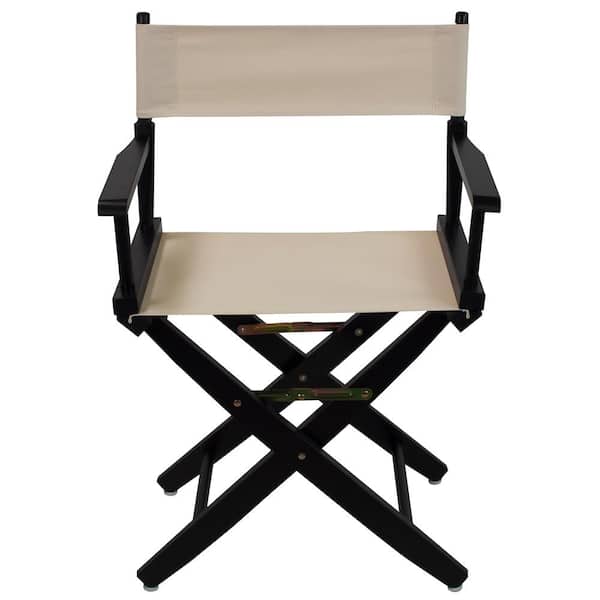 American Trails 18 in. Seat Height Extra-Wide Black Frame/Natural Canvas New, Solid Wood Folding Chair, Set of 1
