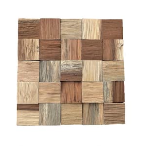 11-7/8 in. x 11-7/8 in. x 1/2 in. Heritage Boat Wood Mosaic Wall Tile Natural (11-Pack)