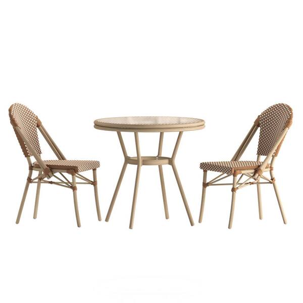 Unbranded Brown 3-Piece Aluminum Outdoor Dining Set