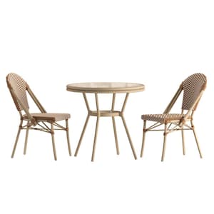 Brown 3-Piece Aluminum Outdoor Dining Set