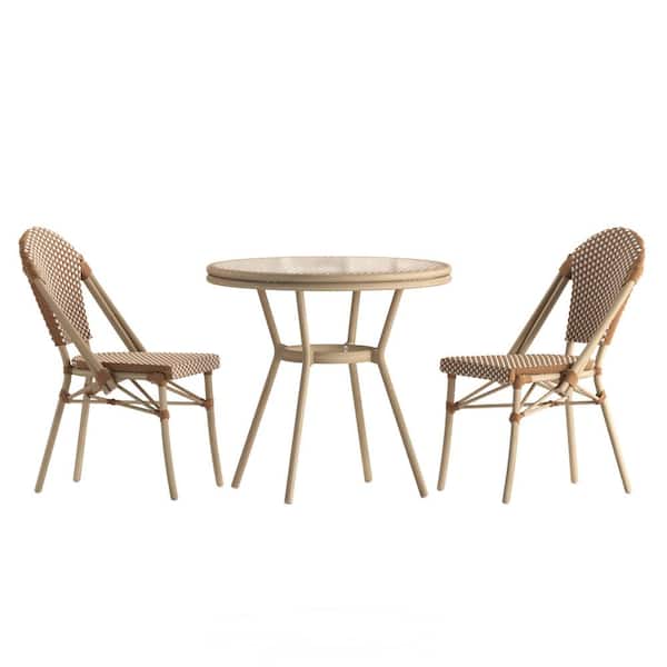 TAYLOR + LOGAN Brown 3-Piece Aluminum Outdoor Dining Set