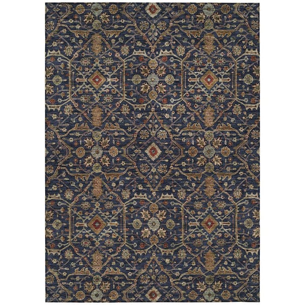 Chantille Machine Washable Indoor/Outdoor Abstract ACN1130 Navy 9 ft. x 12 ft. Area Rug