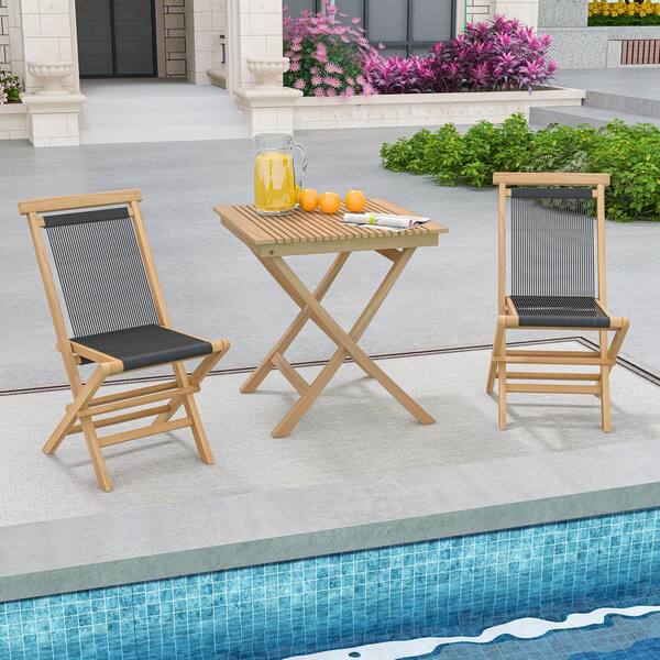 FORCLOVER 27.5 in. Indonesia Teak Patio Side Table with