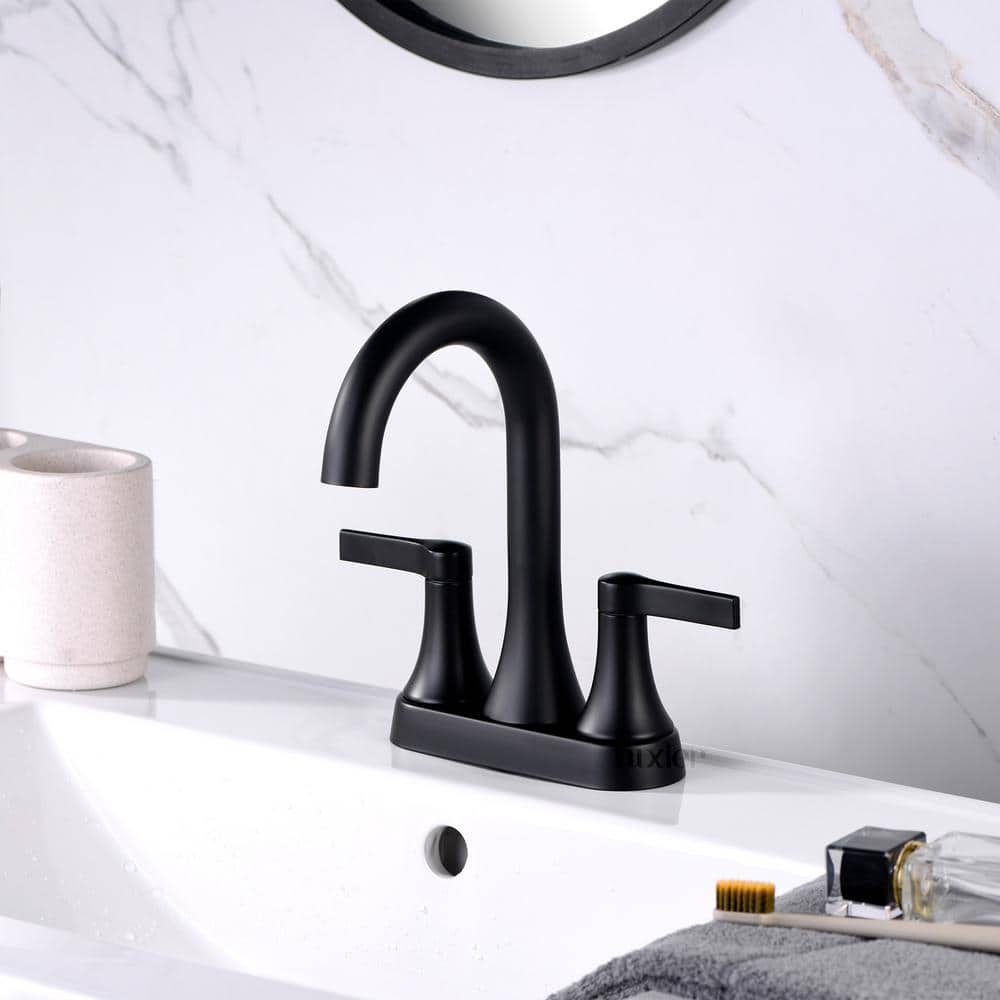 Matte Black Modern Centerset 2-Handle Bathroom Faucet