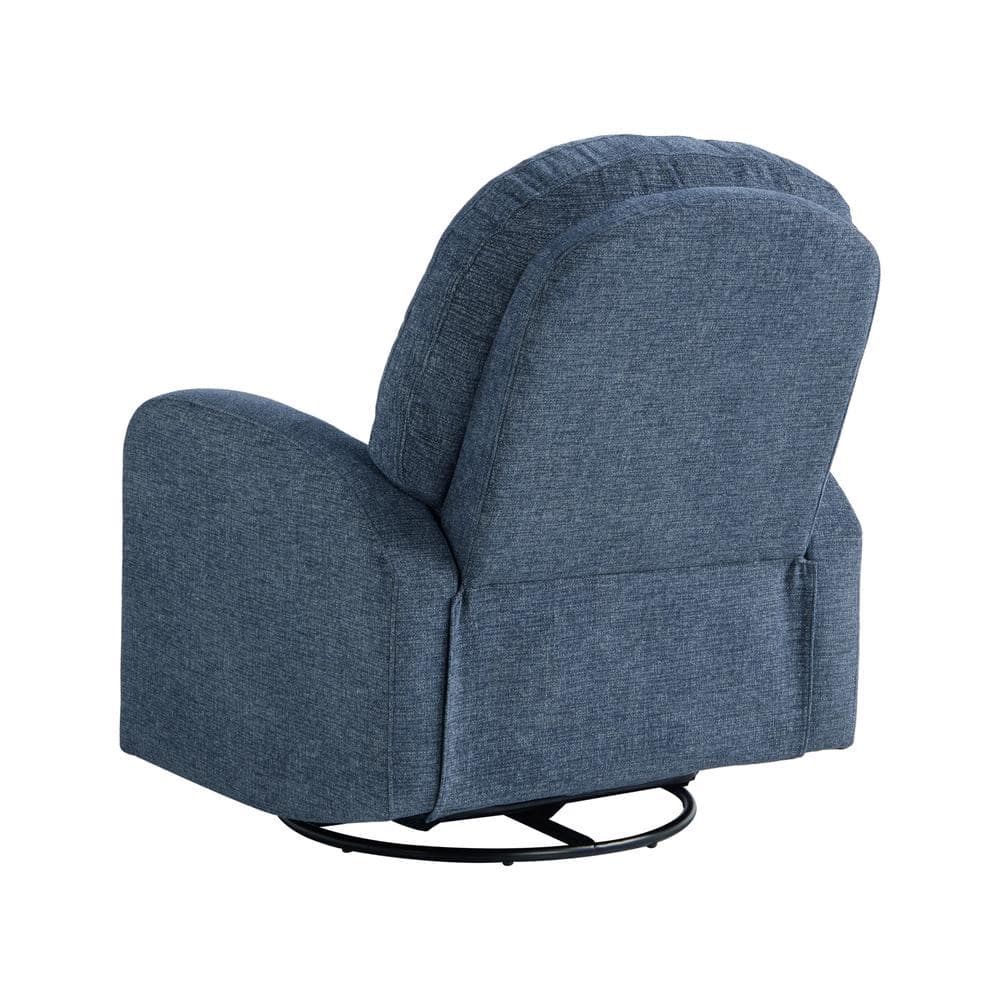 Blue Fabric Swivel Recliner with Hardwood Frame