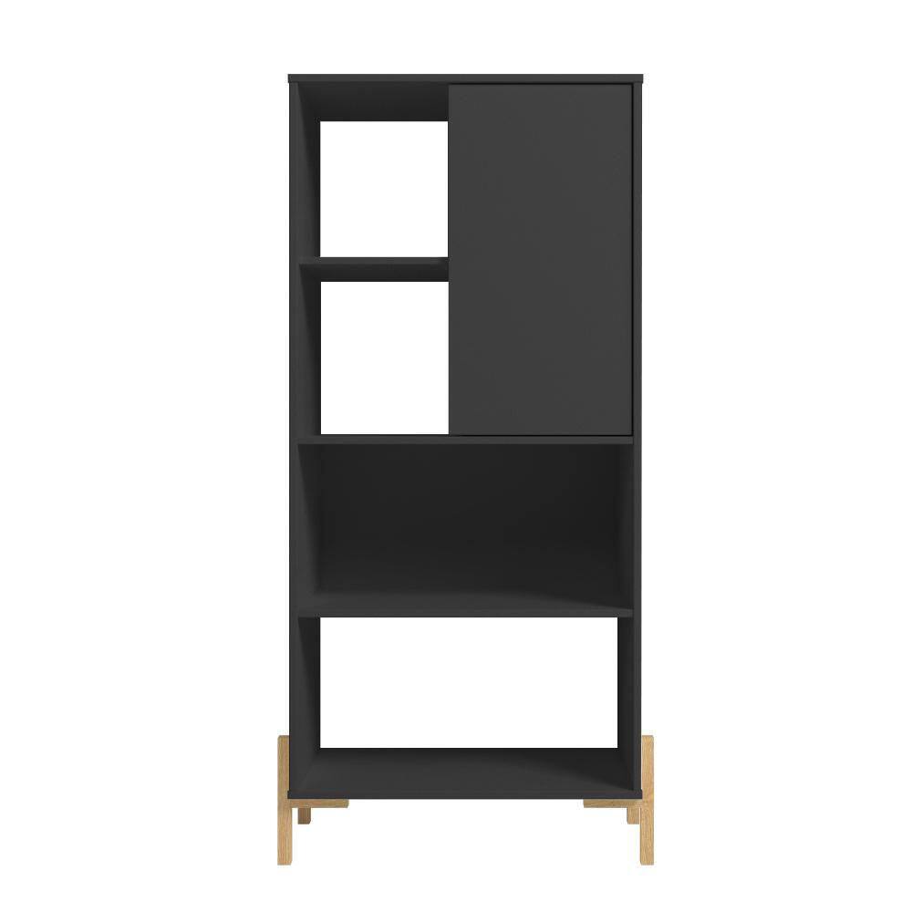 Manhattan Comfort Bowery Black and Oak 5Shelf Bookcase 308AMC182 The