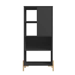 Bowery Black and Oak 5-Shelf Bookcase