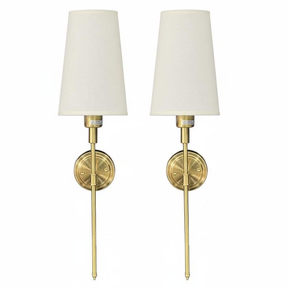 6 in. 1-Light Gold Wall Sconce Set of 2, Long Fabric Shade Wall Lamps for Bedroom or Living Room price history on PriceWatchPro