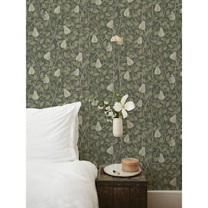 Pirum Green Pear Non Woven Paper Wallpaper