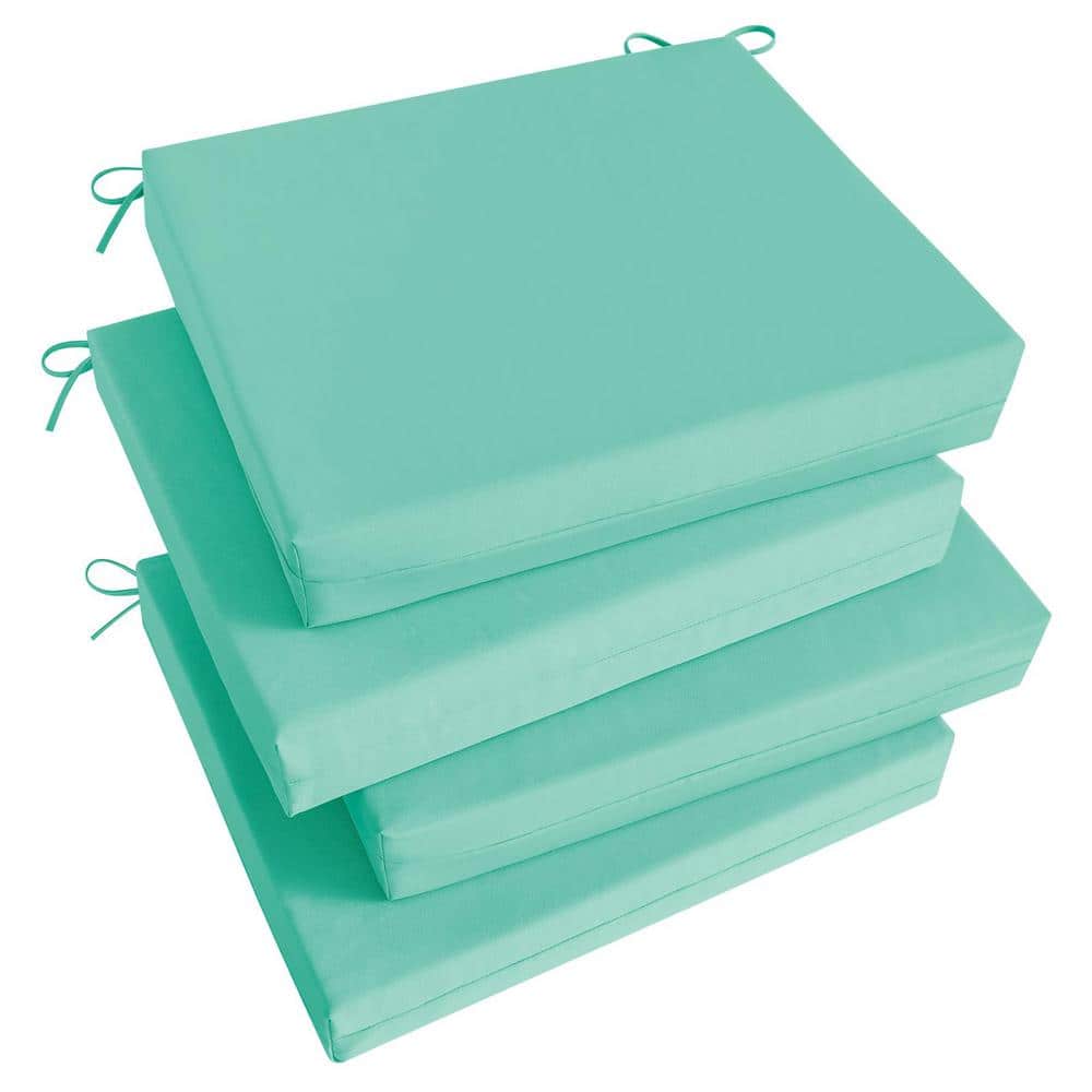 Blue Rectangular Foam Outdoor Chair Cushions Set of 4