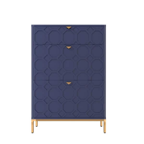 47 in. H x 32 in. W Blue Wood Shoe Storage Cabinet