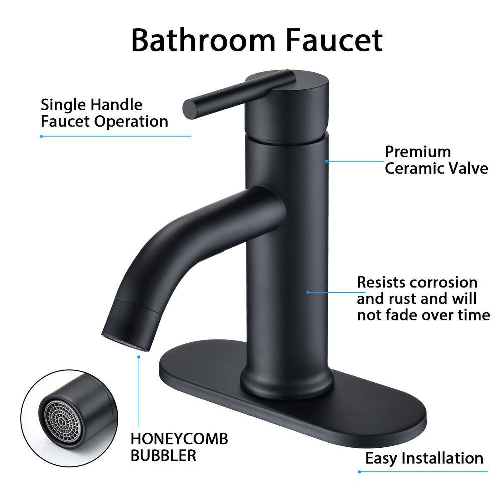 Matte Black Single Handle Stainless Steel Bathroom Faucet