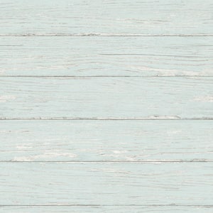 Rehoboth Aqua Distressed Wood Blue Wallpaper Sample