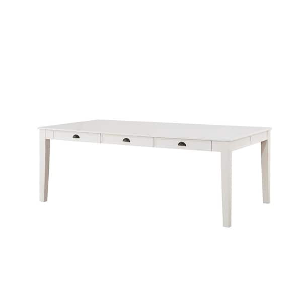 Benjara 42 in. White Wood 4 Legs Dining Table (Seat of 6)