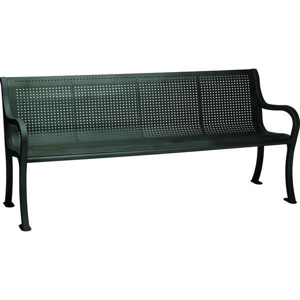 Tradewinds Oasis 6 ft. Perforated Patio Bench with Back in Textured Black