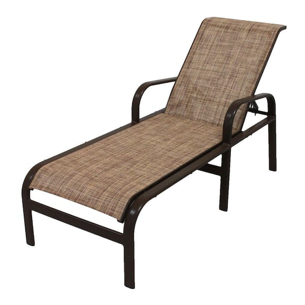 Unbranded Marco Island Dark Cafe Brown Commercial Grade Aluminum Patio Chaise Lounge with Chesterfield Sling