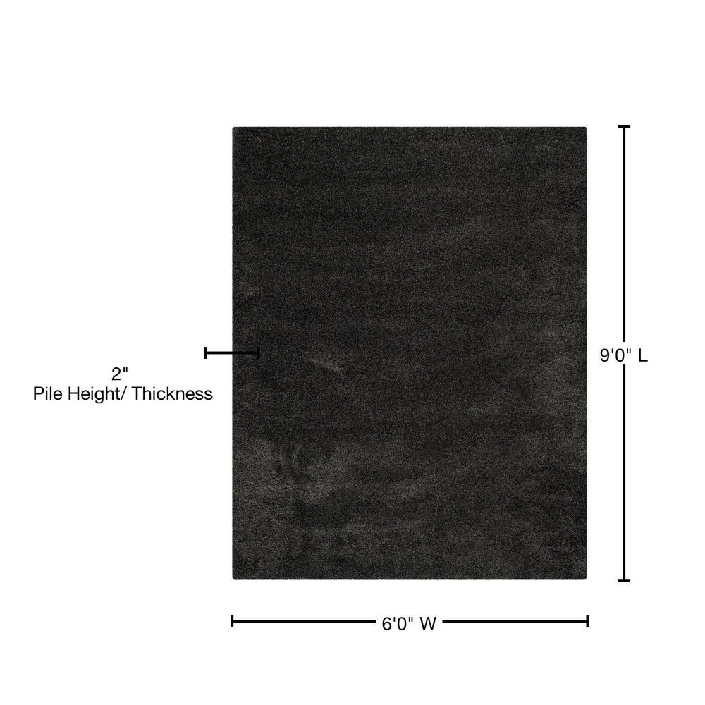 Reversible Dark Grey Solid Shag Rug 6' x 9' - Synthetic Easy Care