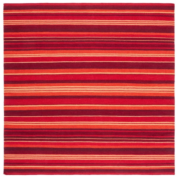 SAFAVIEH Striped Kilim Red 7 ft. x 7 ft. Striped Square Area Rug