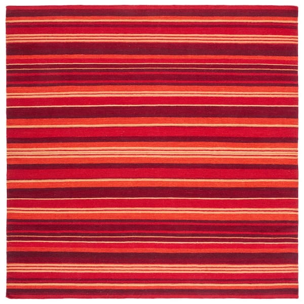 SAFAVIEH Striped Kilim Red 7 ft. x 7 ft. Striped Square Area Rug