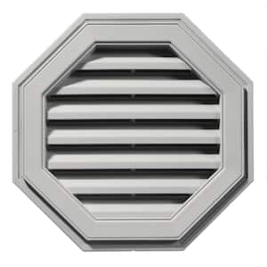 22 in. x 22 in. Octagon Gray Plastic Built-in Screen Gable Louver Vent