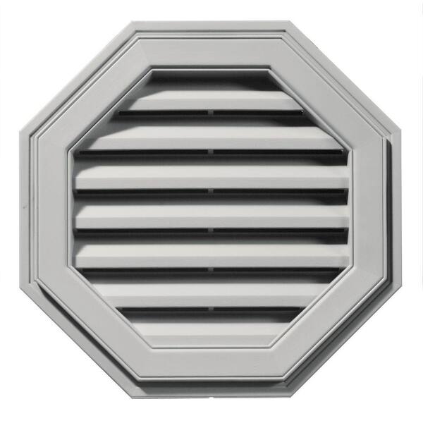 Builders Edge 22 in. x 22 in. Octagon Gray Plastic Built-in Screen Gable Louver Vent