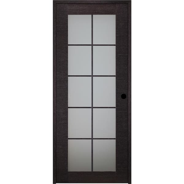 Belldinni Avanti 10 Lite 18 in. x 84 in. Right-hand Frosted Glass Solid Core Black Apricot Wood Single Prehung Interior Door