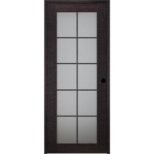Avanti 10 Lite 24 in. x 92.5 in. Right-hand Frosted Glass Solid Core Black Apricot Wood Single Prehung Interior Door