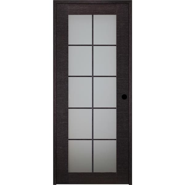 Belldinni Avanti 10 Lite 30 in. x 92.5 in. Right-hand Frosted Glass Solid Core Black Apricot Wood Single Prehung Interior Door