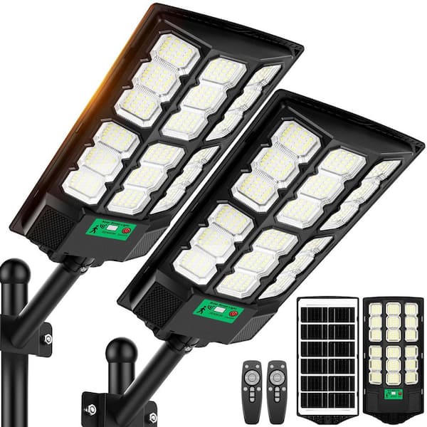 6500K 36000 Lumen LED Flood Light Solar Powered Outdoor Work Light Dusk to Dawn Motion Sensor 2-Pack