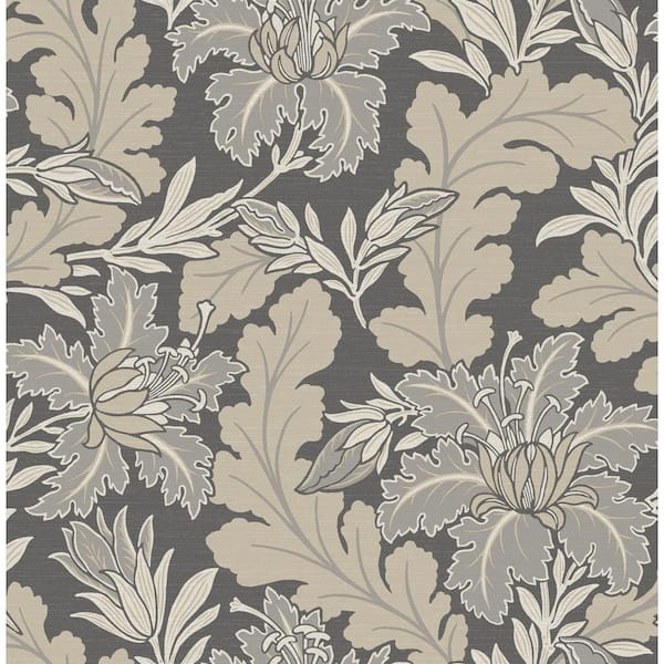 A-Street Prints Butterfield Grey Floral Wallpaper