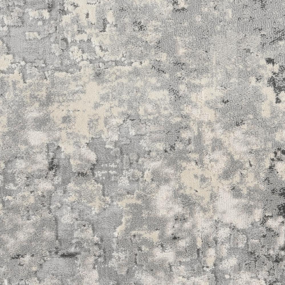 Abstract Elegance 7'10" x 10'6" Grey and Ivory Modern Area Rug
