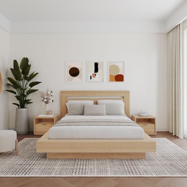 Stanley 4-Piece Natural Blonde Oak Queen Size Bedroom Set