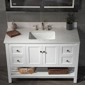 Wigston 49 in. W x 22 in. D Engineered Stone Vanity Top in Carrara White with Single White Sink