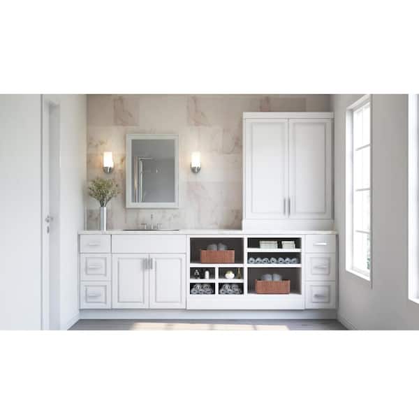 White Shaker L-Shape 12x12 Cabinet Set for 96H Kitchen